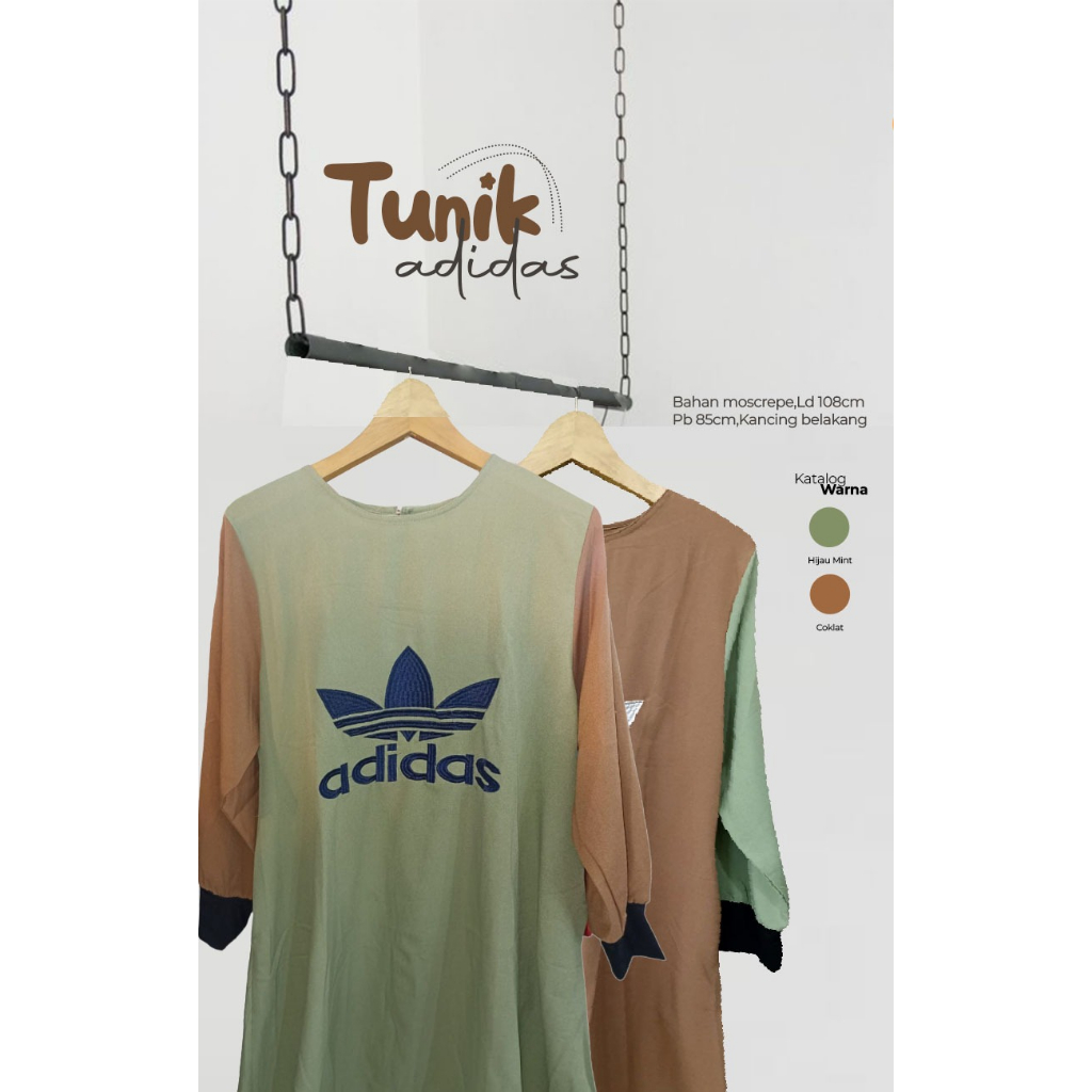 ATASAN TUNIK ADIDAS POLOS WANITA PREMIUM | BAHAN MOSCREPE