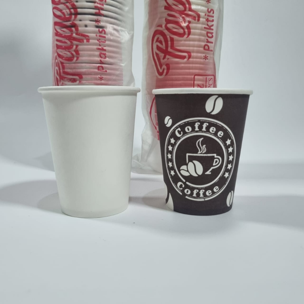 Gelas Kertas Gelas Kopi Paper Cup Uk 8 Oz Merk GPJ Tebal Berkualitas Polos & Motif