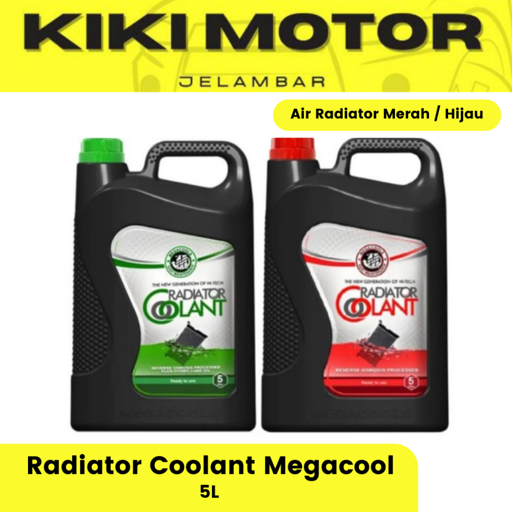 Air Radiator Coolant Megacools Warna Hijau / Merah Untuk Mobil dan Motor 1 Galon 5 Liter