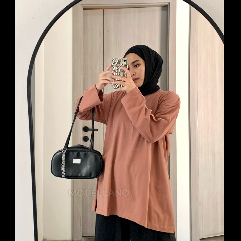 	 KAOS POLOS OVERSIZED LORA TOP LONG SLEEVE LENGAN PANJANG COTTON COMBED BIGSIZE JUMBO	