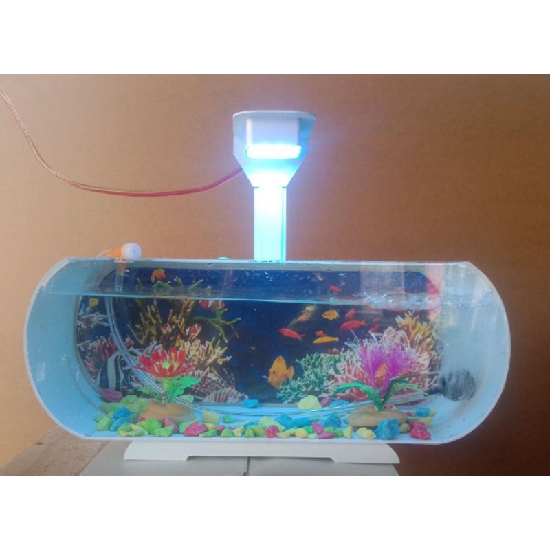 aquarium mini lengkap (mesin gelembung aerator)