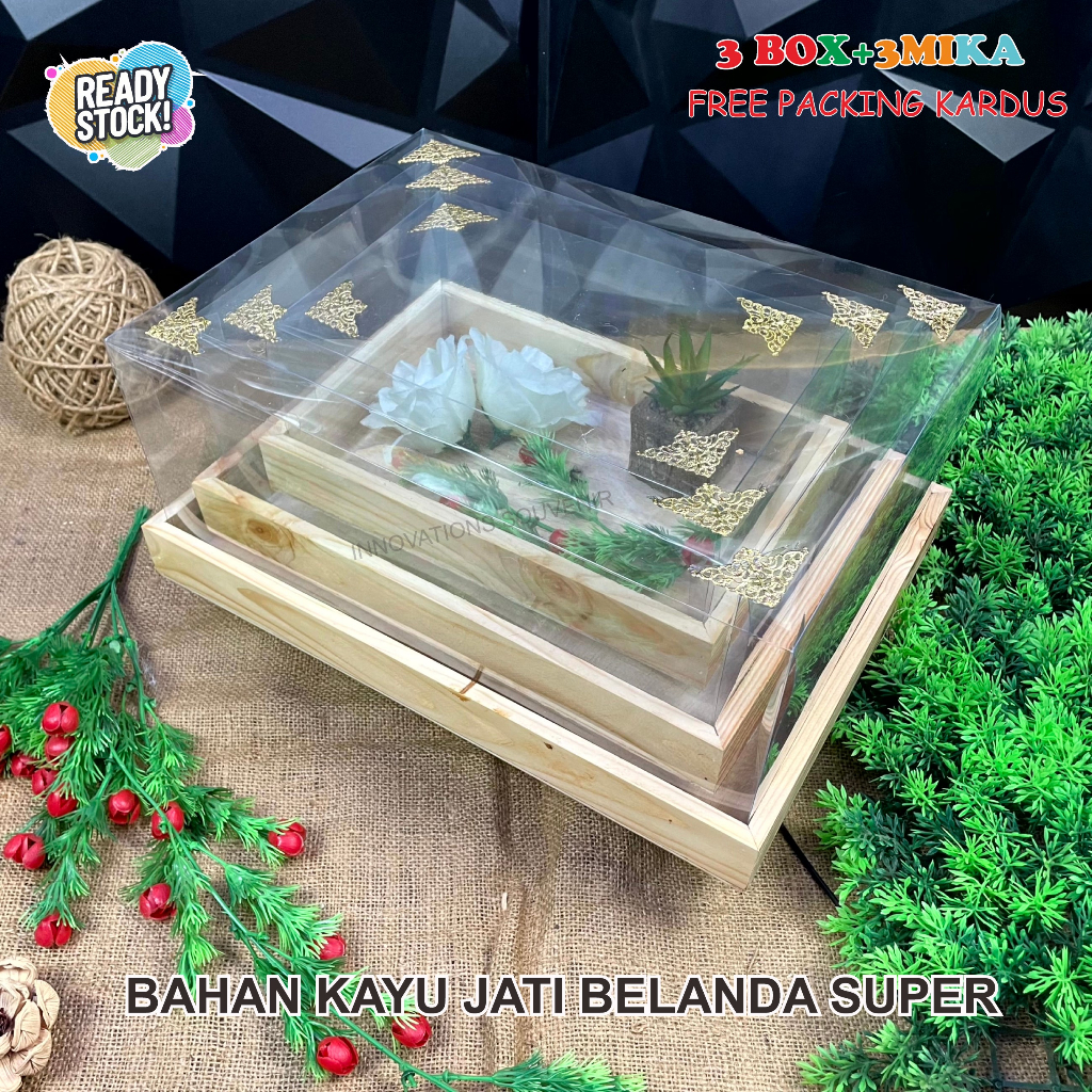 

Kotak Hantaran Kayu Rustic Pernikahan Lamaran 1 Set Isi 3 Pics Mahar Mika Kotak Bingkisan Tempat Bawaan