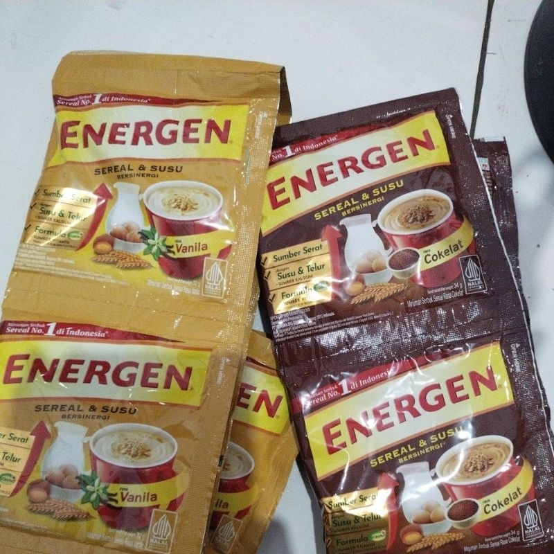 

ENERGEN SEREAL DAN SUSU 32GR 1 RENCENG ISI 10PCS VANILA/ COKLAT