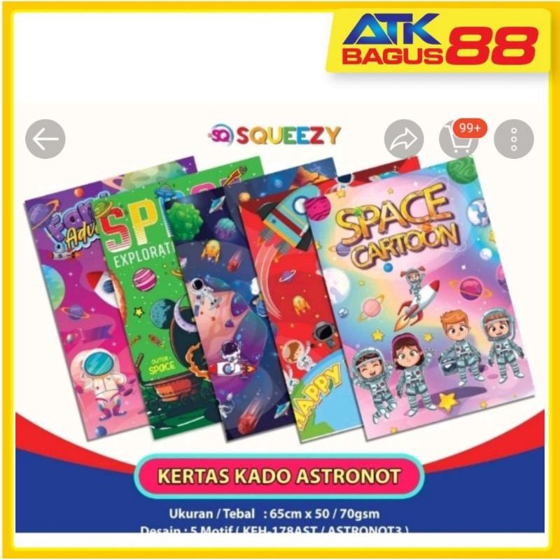 

10 Pcs Kertas Kado Squeezy Astronout/Kertas Kado Murah/Kertas Kado