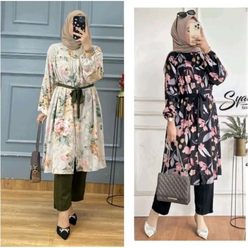 SETELAN CELANA LONG TUNIK TIFANNY RAYON TWILL SETCEL PREMIUM