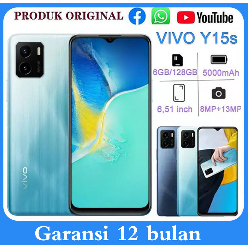 [Baru]VIVO Y15s Ram 6/128GB & 4/64GB 6.51-inch hp 5000mAh Battery, Ultra Fast Side Fingerprint, AI M