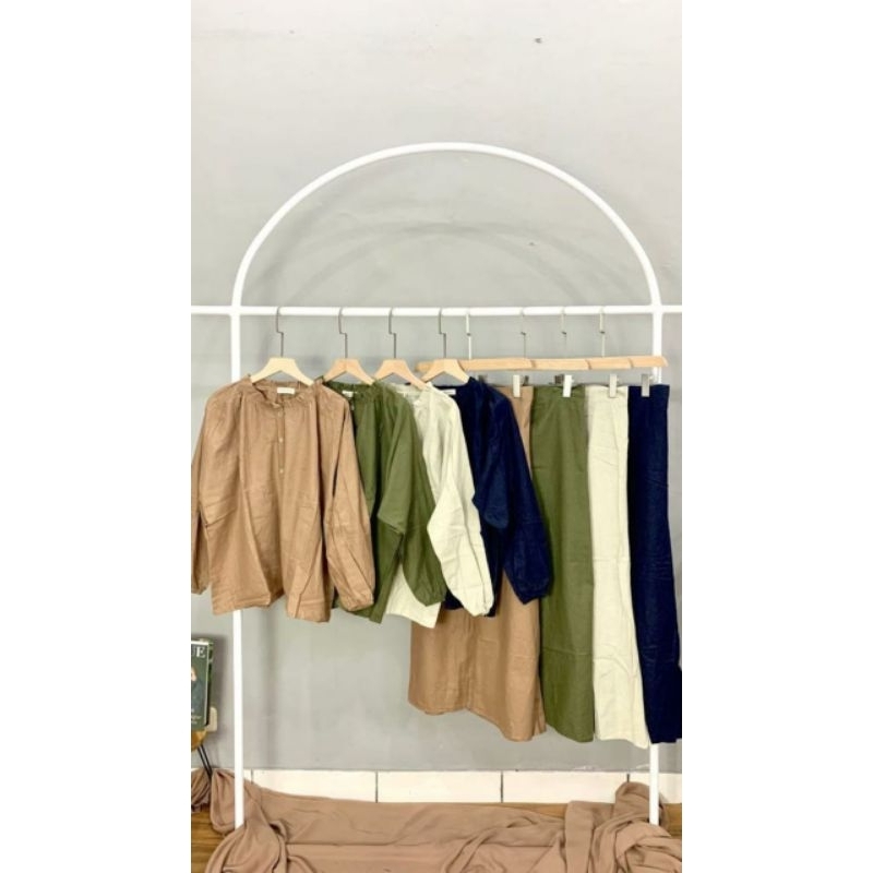 One set wanita rok linen/setelan wanita dewasa/setelan panjang wanita