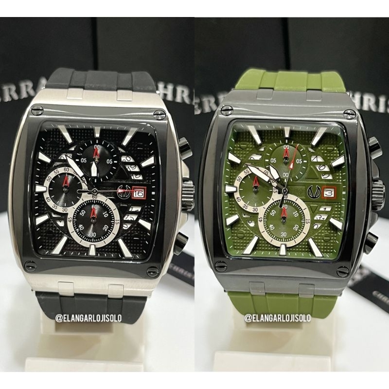 JAM TANGAN PRIA CHRIST VERRA CV 12107G RUBBER STRAP ORIGINAL