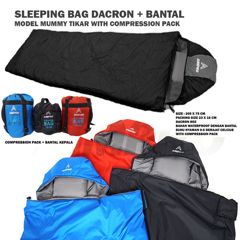 sleeping bag waterproof Aimpro dacron + Bantal Aimpro LW400