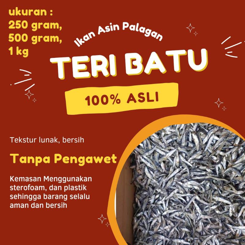 

Ikan Asin Teri Batu BARANG BAIK KUALITAS TERJAMIN 100%, SEGAR tersedia ukuran 250 gr. 500 gr, 1 kg