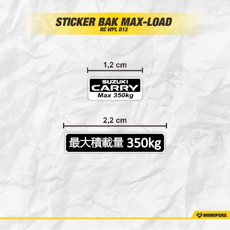 Sticker RC max load bak WPL D12