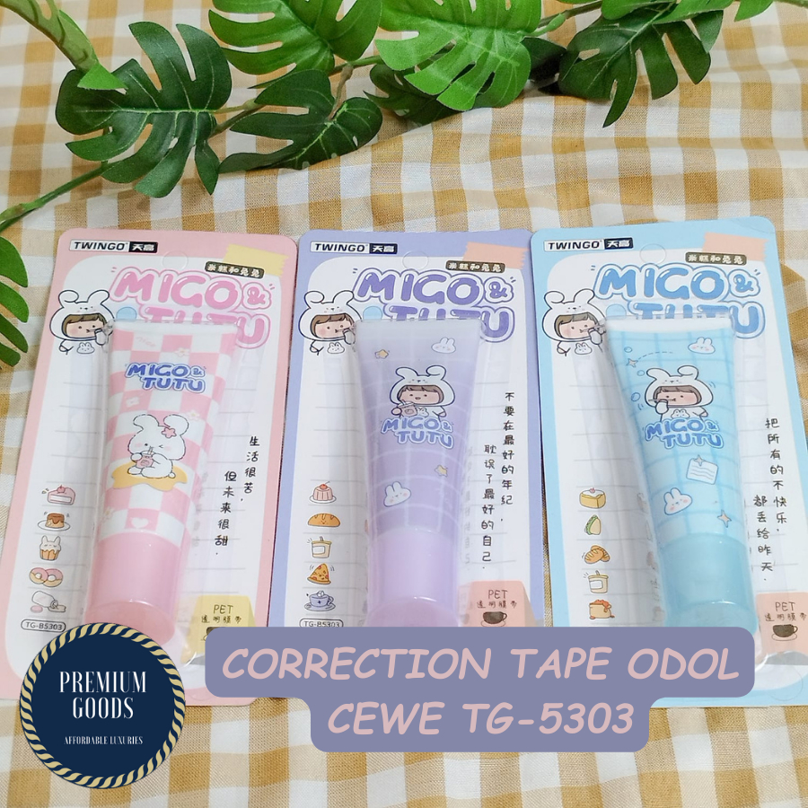 

TG-5303 CORRECTION TAPE MIGO & TUTU / TIP EX GULUNG TWINGGO BENTUK ODOL / PERLENGKAPAN SEKOLAH / MERCHANDISE