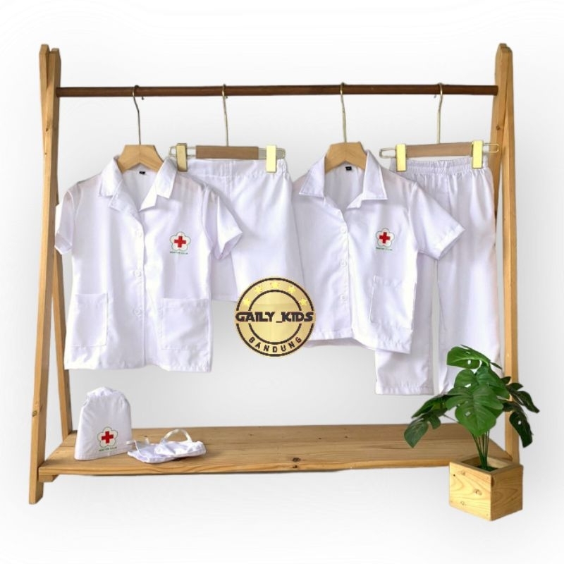 Oneset Baju Dokter Anak 1-6 Tahun / Kostum Dokter Anak / Baju Profesi Anak / Baju Dokter Kecil Anak