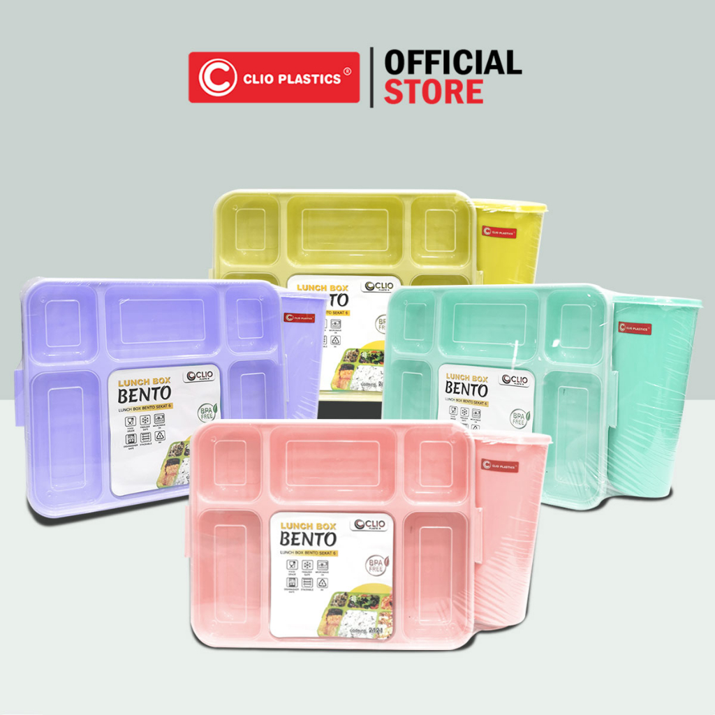 EKKADO SET  CLIOPLASTICS - BENTO SET - LUNCHBOX SET - LUNCHBOX + GELAS - BENTO LUNCHBOX - SEKAT 6 LU