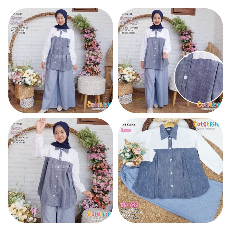 *READY MURAH (8-15th/remaja) Setelan tunik kulot anak katun twotone setelan tunik kulot anak kombina