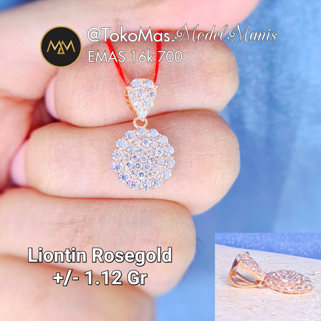 Liontin Bulat Diamond Looks Emas Kuning/Rosegold 700 kadar 16k