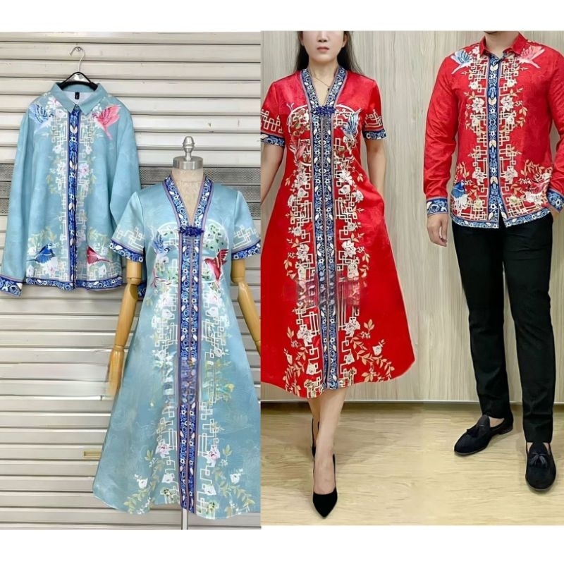 cheongsam couple qipao family kostum sangjit imlek cny chinese new year sincia kueni konian tahun ba