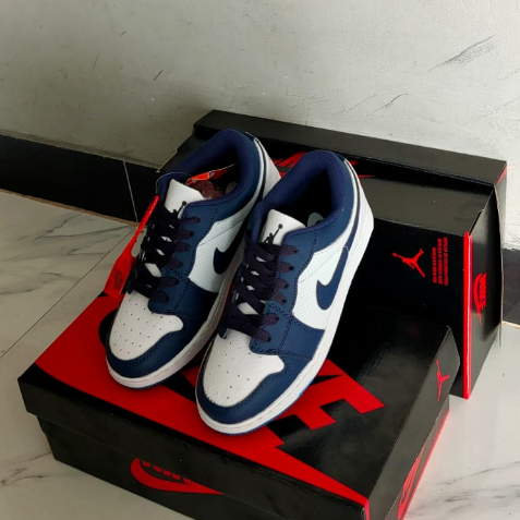 Sepatu Sneakers kids nike air jordan low Navy white Kualitas Premium Bonus kaos kaki