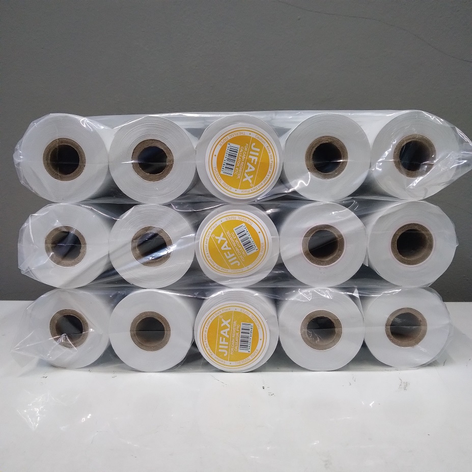 

Jifax Kuning 57x47mm core 1/2 inch Kertas Thermal 1 dus isi 100 roll