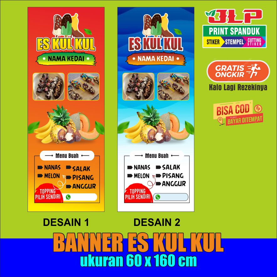 banner es kul kul / cetak banner es kul kul / banner viral es kul kul ukuran 60 x 160 cm