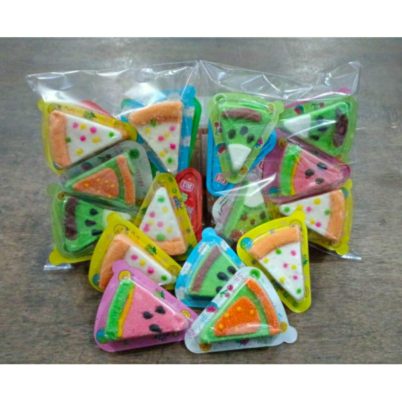 Brilliantblossoms_ Permen Jelly Marsmallow Lolipop Semangka (1 Pak Isi 10 ) Jelly Enak Dan (Random)