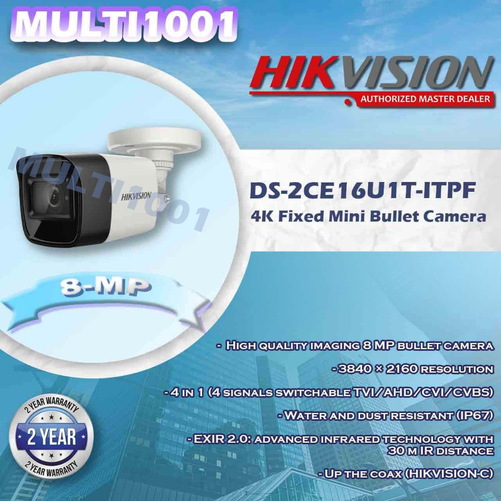 CAMERA CCTV HIKVISION OUTDOOR 8MP 4K DS-2CE16U1T-ITPF