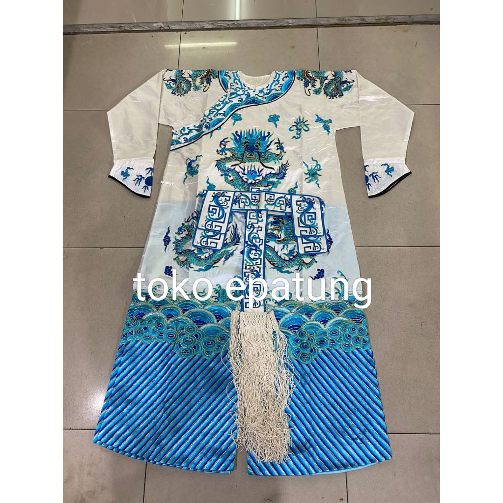 baju tatung - 5 naga - Putih - Biru
