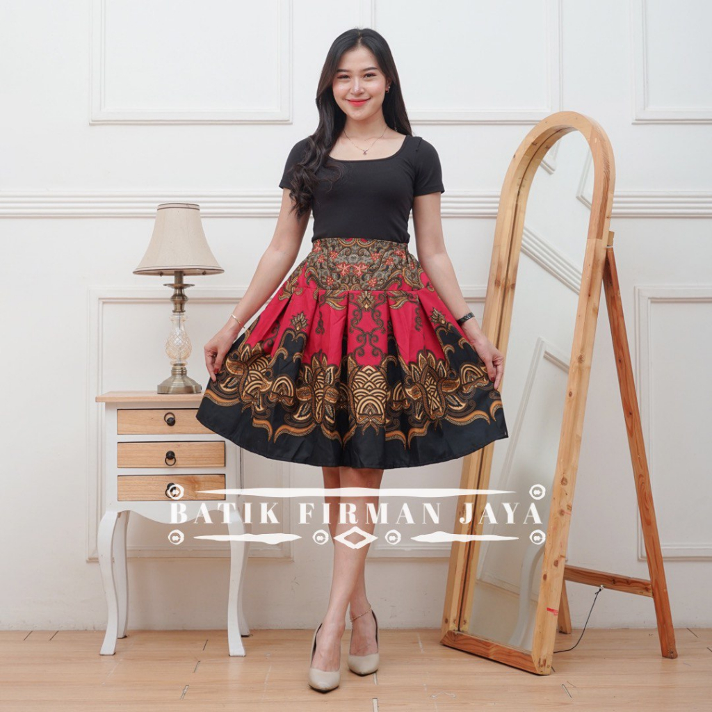 FJ BUSANA rok batik pendek modern wanita dewasa pinggang karet rok wanita kekinian selutut