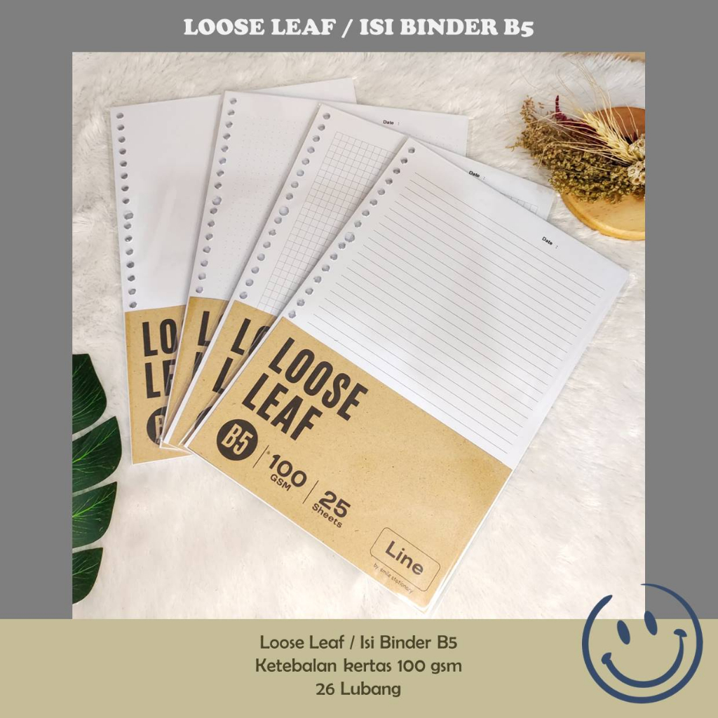 

LOOSE LEAF REFILL BINDER ISI KERTAS FILE BUKU NOTEBOOK PUTIH B5 LINE GRID DOTS BLANK l GARIS KOTAK TITIK POLOS l 100 GSM