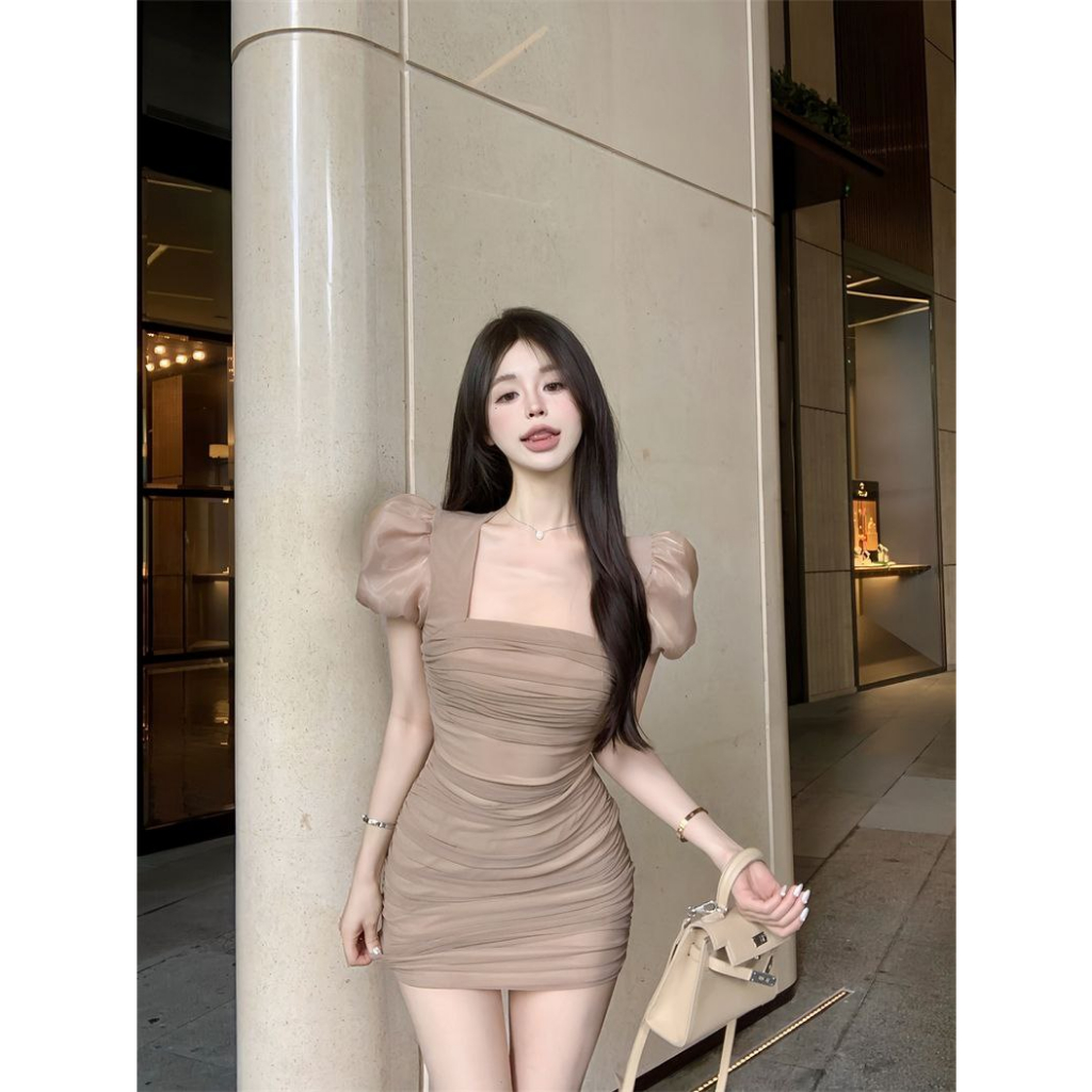 [READY STOCK] Bodycon Dress Korea Imported | Premium High Quality Dress With Puffy Sleeve | Sifon Fa