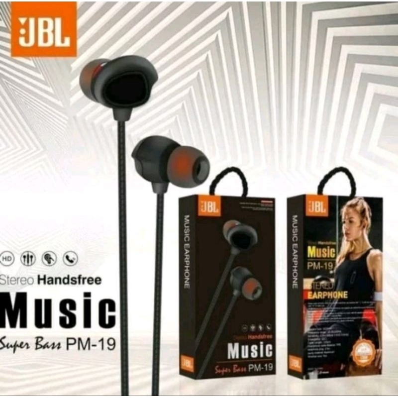 Earphone - Handsfree - Hesdset JBL PM-19 Kualitas ORI Super Bass HF Universal + Mic PM19