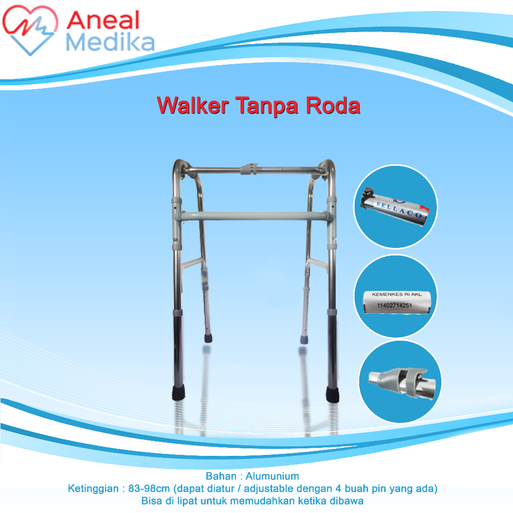 Sella Walker Tanpa Roda - Alat bantu Jalan Lansia - Walker Tanpa Roda Sellaco