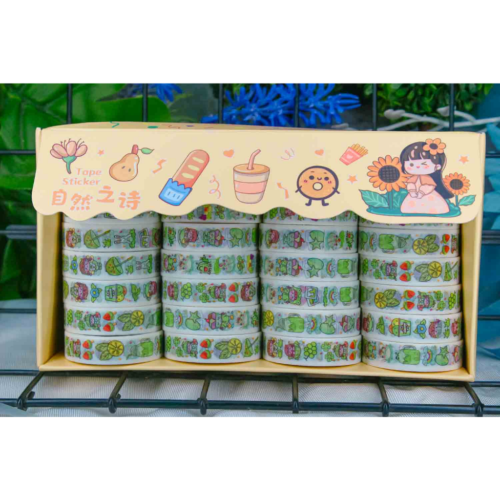 

GROSIR ISI 28 STICKER ROLL VIRAL/WASHI TAPE/SELOTIP BOX/STIKER GULUNG DIY AESTHETIC LGL-N313