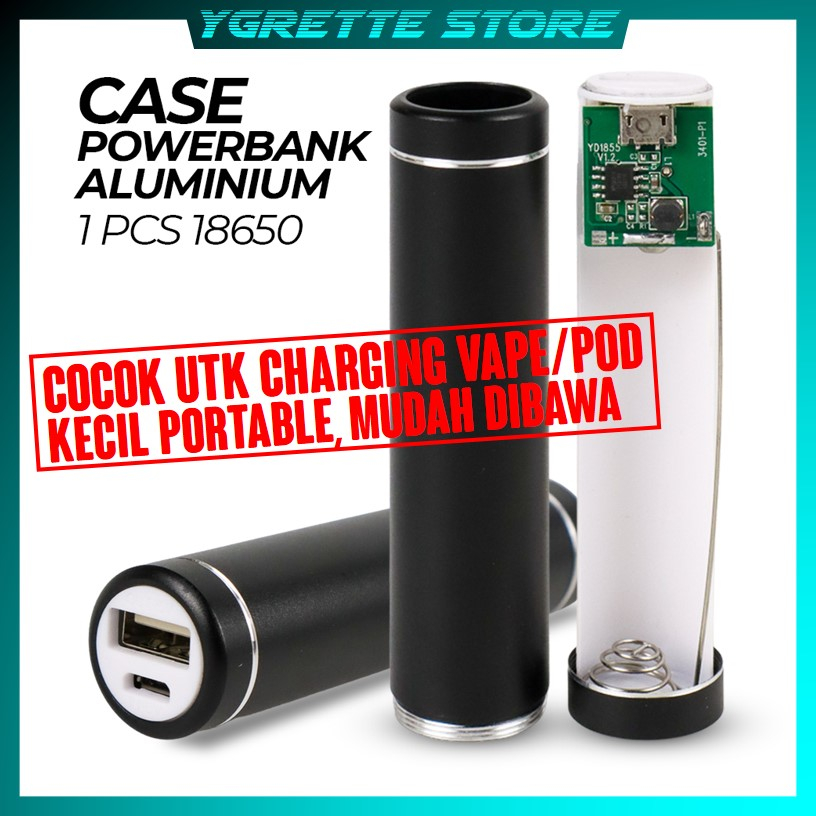 YGRETTE - CASE POWER BANK DIY 1 SLOT 18650 PORTABLE MINI CHARGING VAPE POD / MOD CAS CHARGER POWERBA