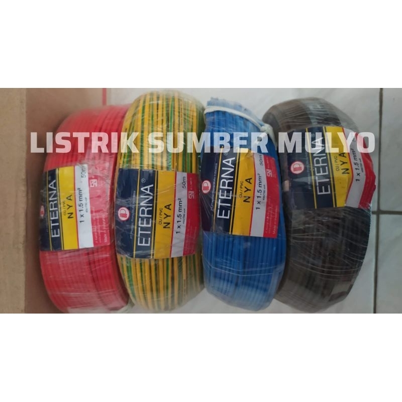 Kabel ETERNA NYA 1 X 1.5 .. NYA 1 X 2.5 kabel listrik PLN SNI TEMBAGA @50m - Roll