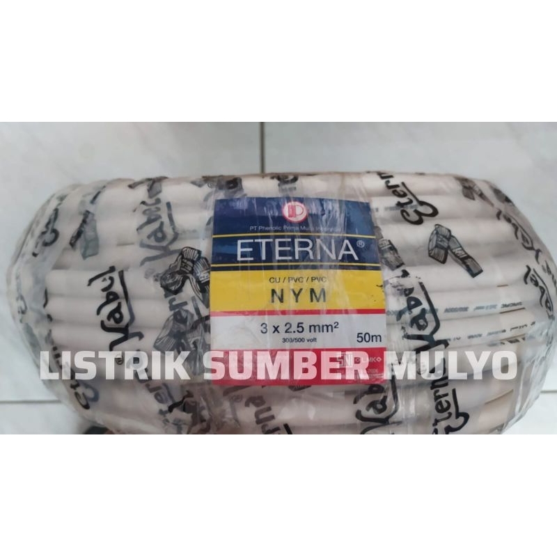 Kabel Listrik ETERNA NYM 3 X 2.5 Kabel PLN SNI TEMBAGA @50M - Roll
