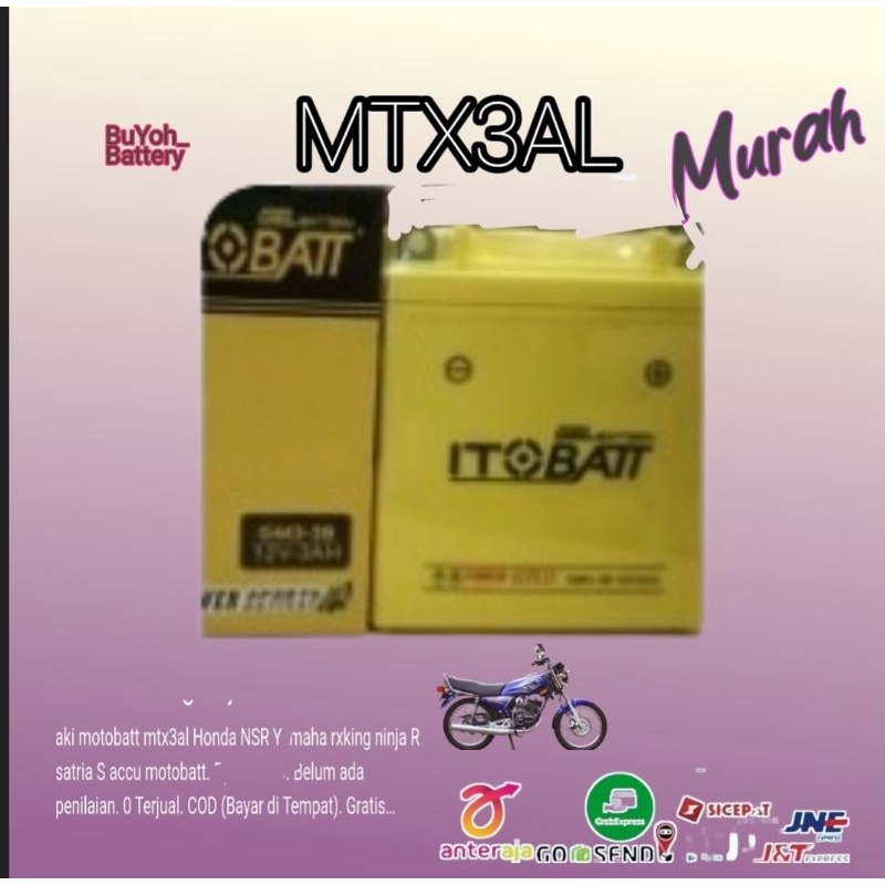 Aki kering itobatt MTX3al gm3-3b motoryamaha new rx king itobatt gel