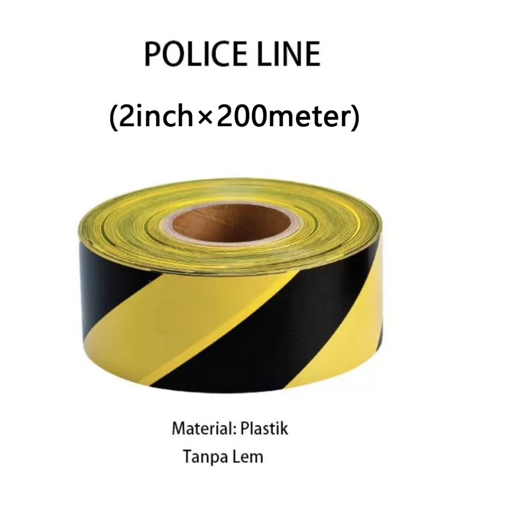 Police Line Kuning Hitam / Police Line Merah Putih Police Safety Line 2inch × 200 meter