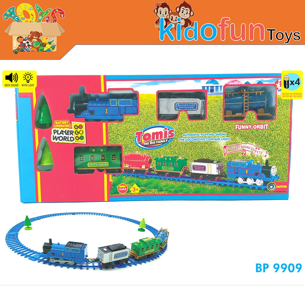 Mainan Anak Set Kereta Api ChooChoo / Thomas Train Keluar Asap Lampu Suara Tomis Big Family