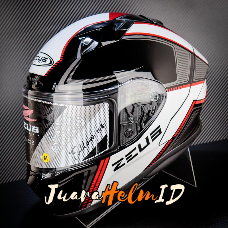 ZEUS HELM ZS826 / BLK/BK13 RED /  ZS 826 - ZEUS 826 FLAT VISOR