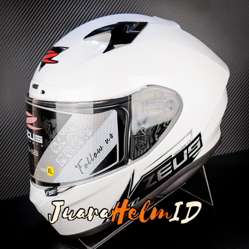 ZEUS HELM ZS826 / WHITE BK19 BLACK / ZS 826 - ZEUS 826 FLAT VISOR