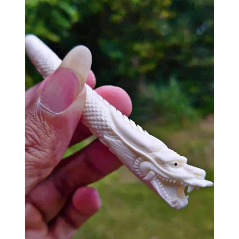 ONCE PIPA IGA SAPI UKIR NAGA DAN MACAN PANJANG 12CM ISTIMEWA