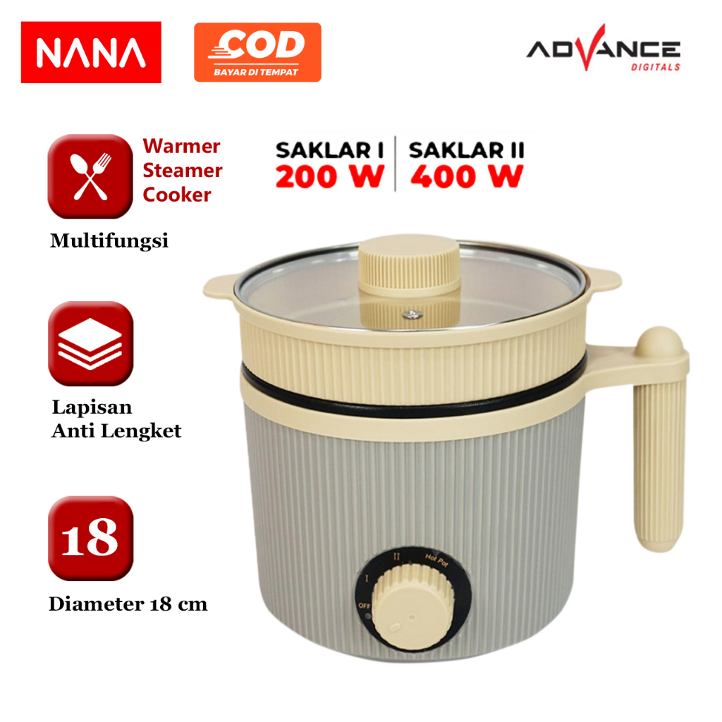 NANA - Advance Panci C310 C18 Cooker Warmer Steamer / Panci Listrik Advance Serbaguna C-310
