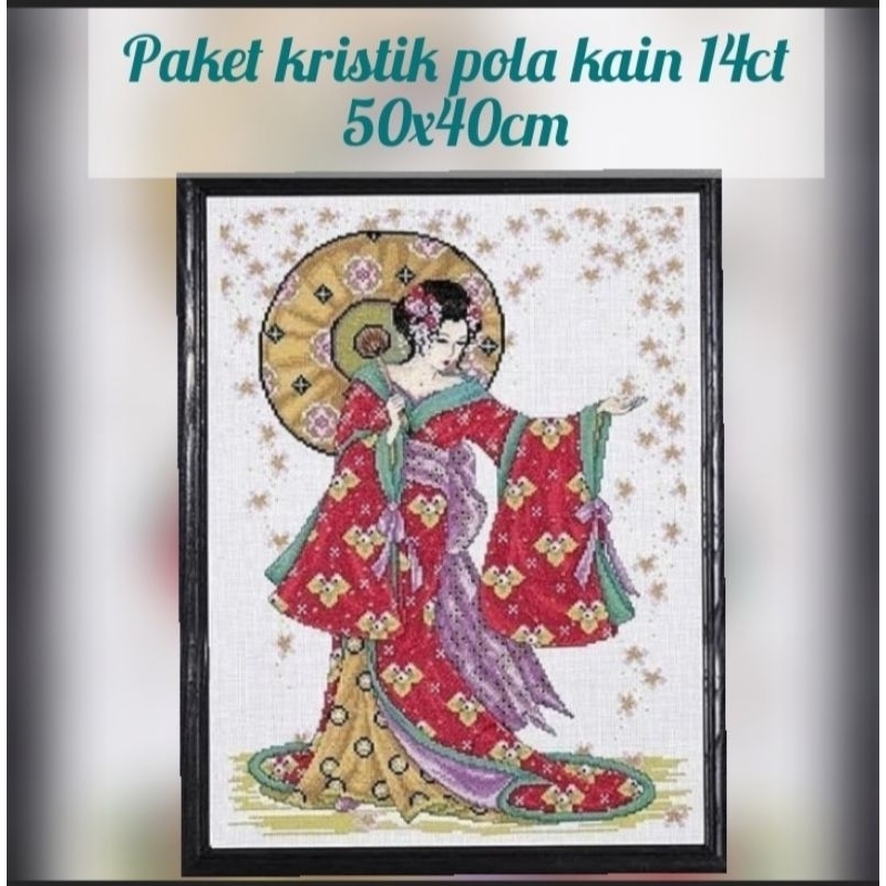 paket kristik pola kain pasangan chinese couple wedding pernikahan pasangan china cross stitch 11ct 