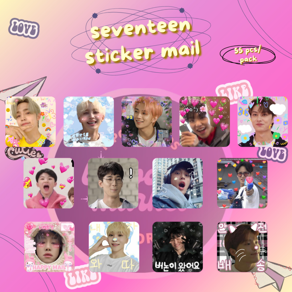 

Mail sticker ala selkor 55 pcs Seventeen, Ateez, TNX, Enhypen uk 4x4 cm