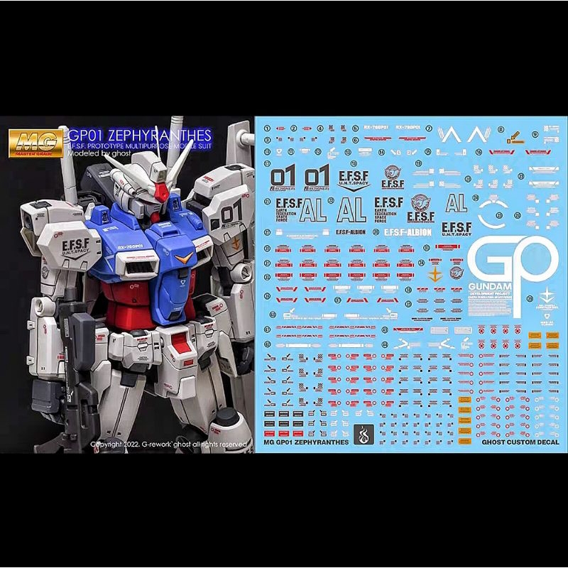 MG 1/100 GUNDAM ZEPHYRANTHES GP01 WATER DECAL GHOST CUSTOM