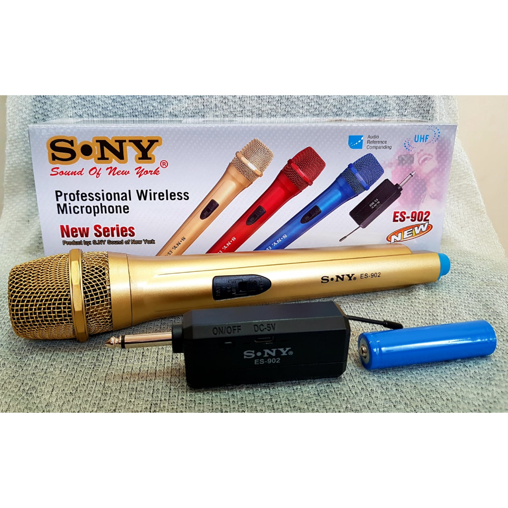 Mic Wireless Single Microphone Sony ES-902 / Mic Sony ES-902 Microfon Wireles Warna Gold TERBARU