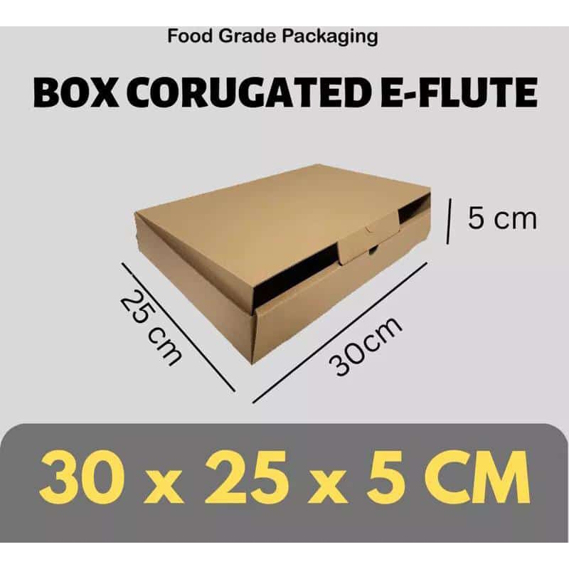 KARDUS BOX 30x25x5 cm / BOX KARTON CORUGATED DIECUT E-FLUTE / Karton Box Dus Packaging Hampers Pizza