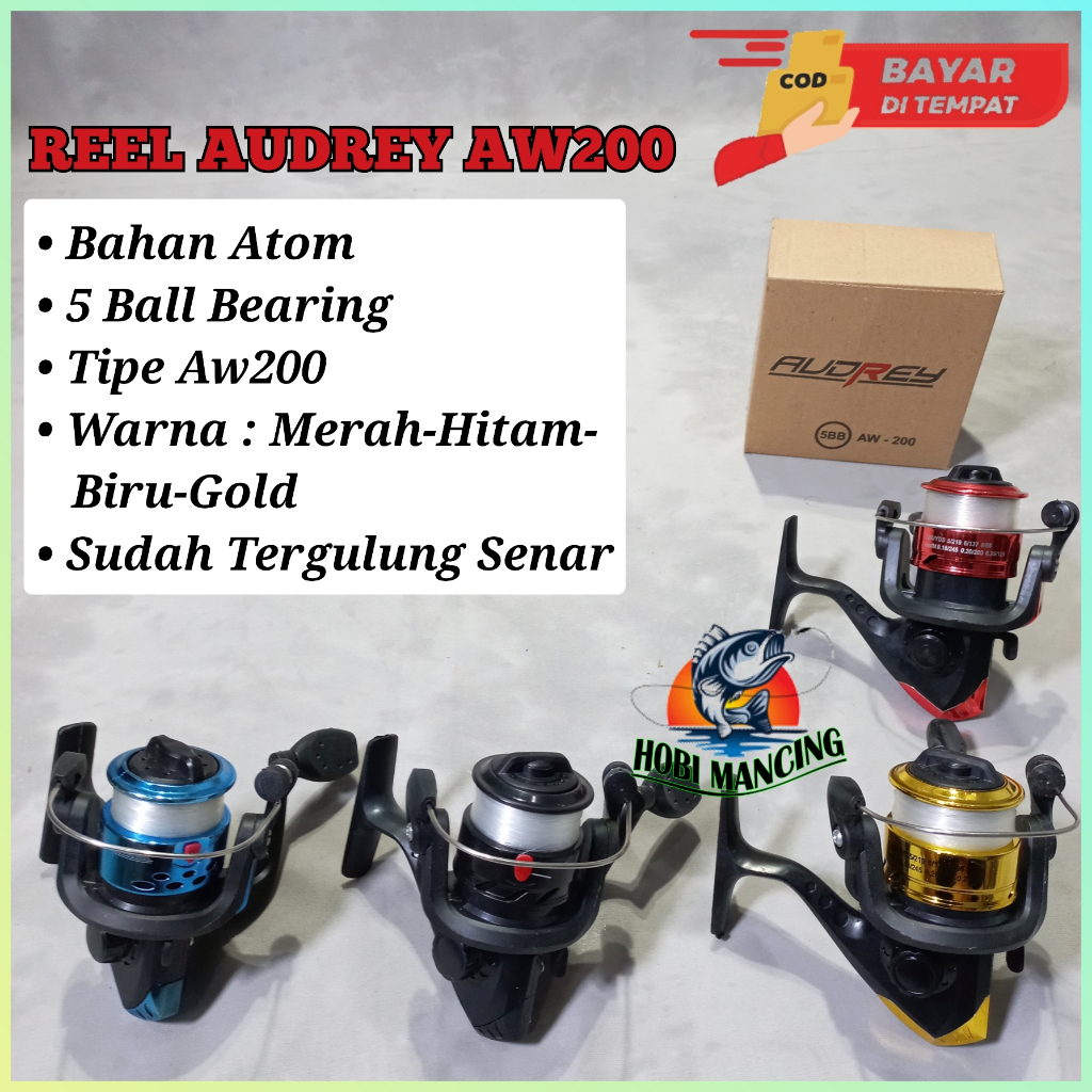 Reel Audrey AW-200 - 5 BB - Ukuran 1000 - GRATIS Benang Senar - Reel Kerekan Gulungan Pancing Murah