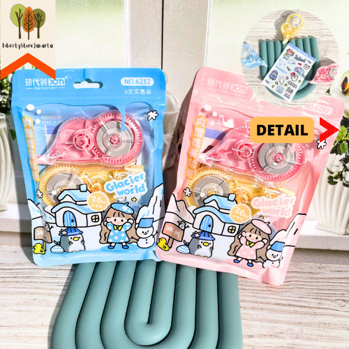 

Correction Tape 3 in 1 Bonus Sticker Motif Cewe XDM-6232 Panjang Tipex 36m Dengan 3 Varian Warna Correction Roll Stationery Alat Tulis Kantor Sekolah Ready Grosir Kado Ulang Tahun